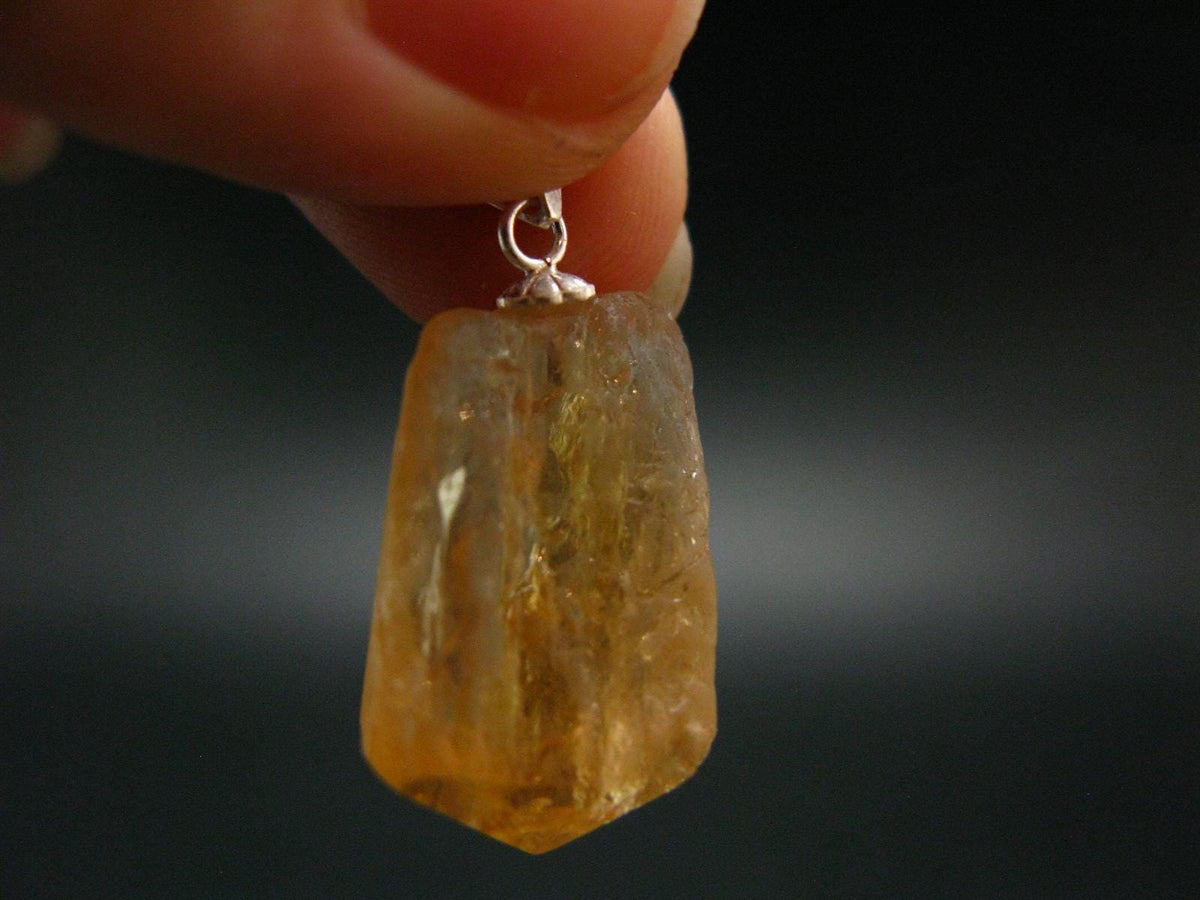 Imperial Topaz Crystal Silver Pendant from Brazil - 1.1" - 4.44 Grams