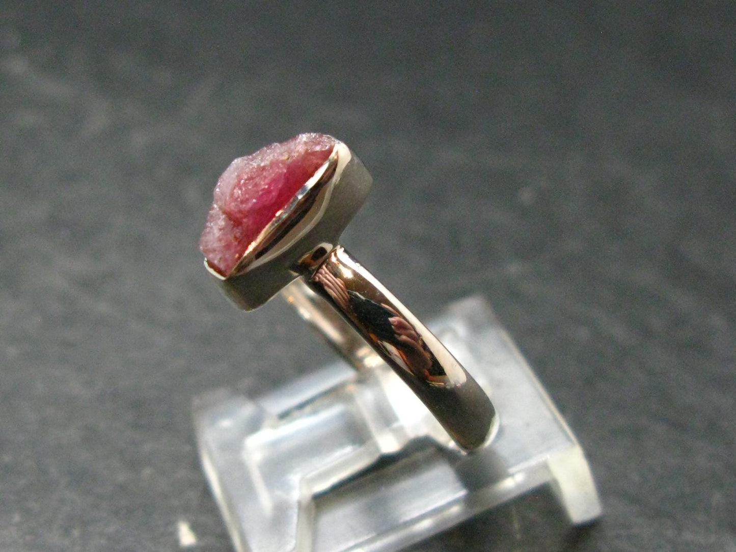 Pezzottaite Crystal Silver Ring From Madagascar - Size 7 - 2.01 Grams