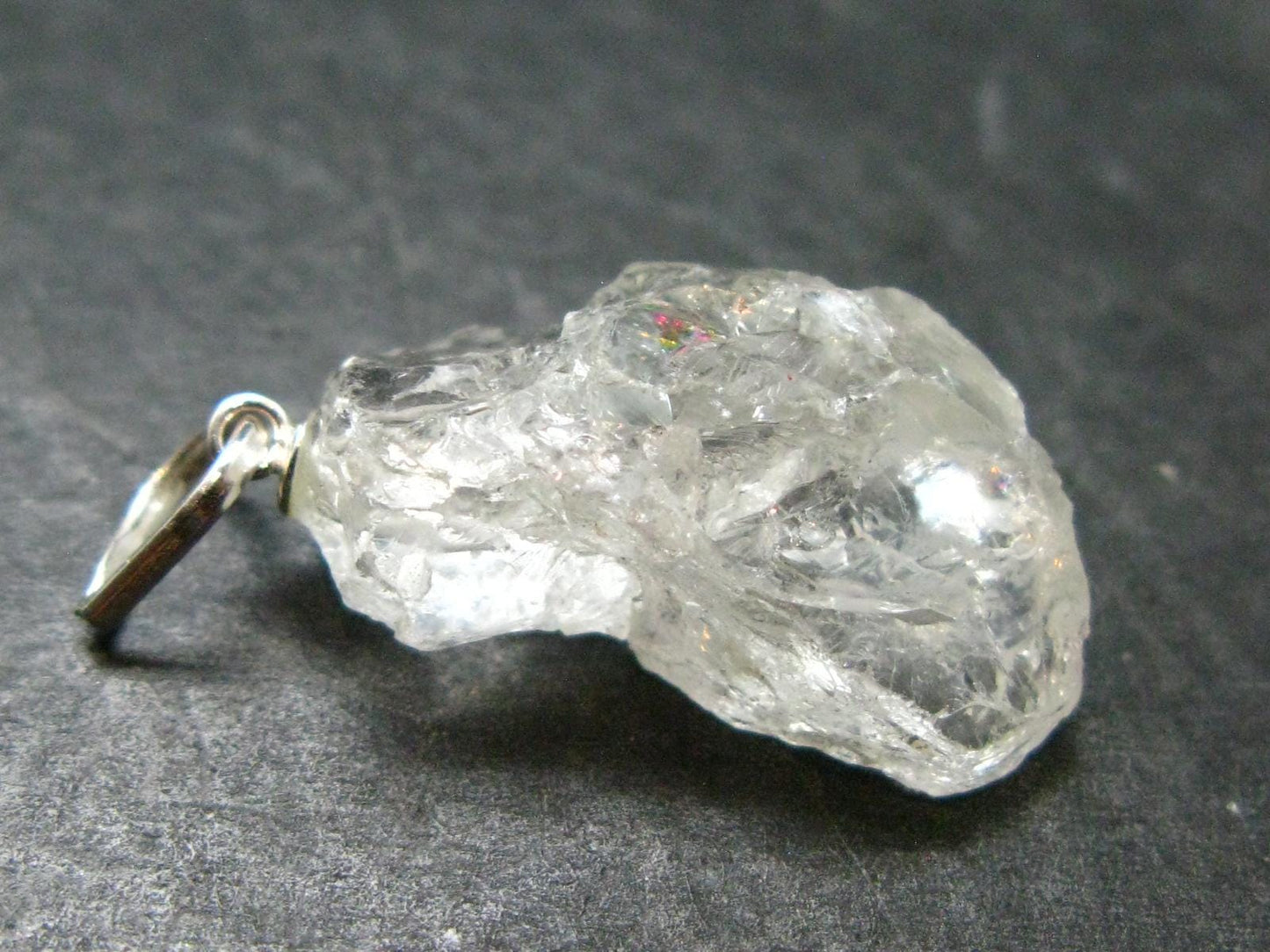 Goshenite Beryl Crystal 925 Silver Pendant From Brazil - 1.3" - 4.11 Grams
