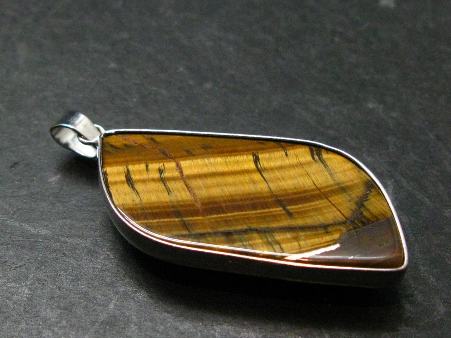 Tiger Eye Silver Plated Pendant - 2.2"
