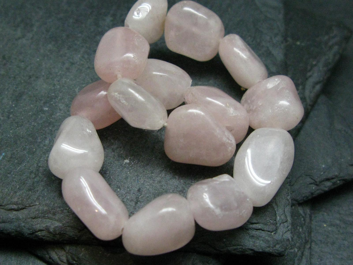 Rose Quartz Genuine Bracelet ~ 7 Inches ~ Tumbled Beads