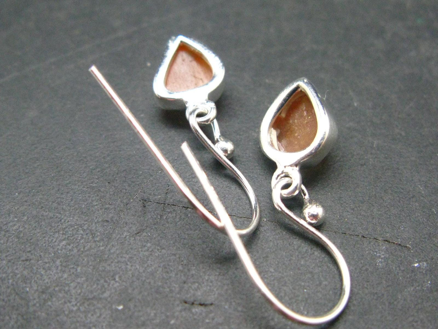 Spessartine Garnet Silver Earrings From Tanzania - 1.0" - 2.01 Grams
