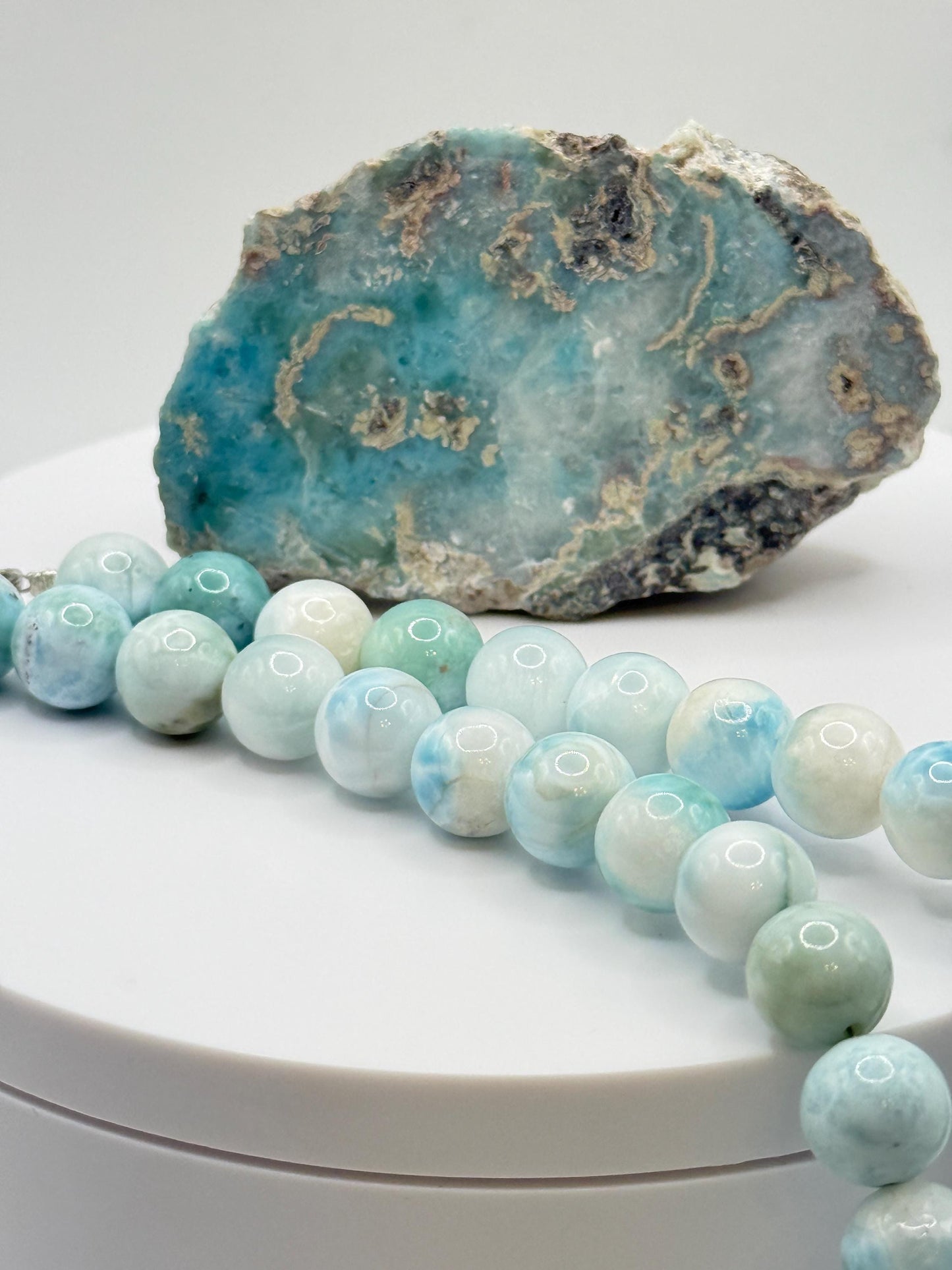 Larimar Jewelry Beaded Necklace Natural Blue Stone Necklace Unique Gift