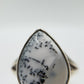 Elegant Dendritic Agate Teardrop Ring – Natural Scenic Pattern Statement Jewelry - Size 8
