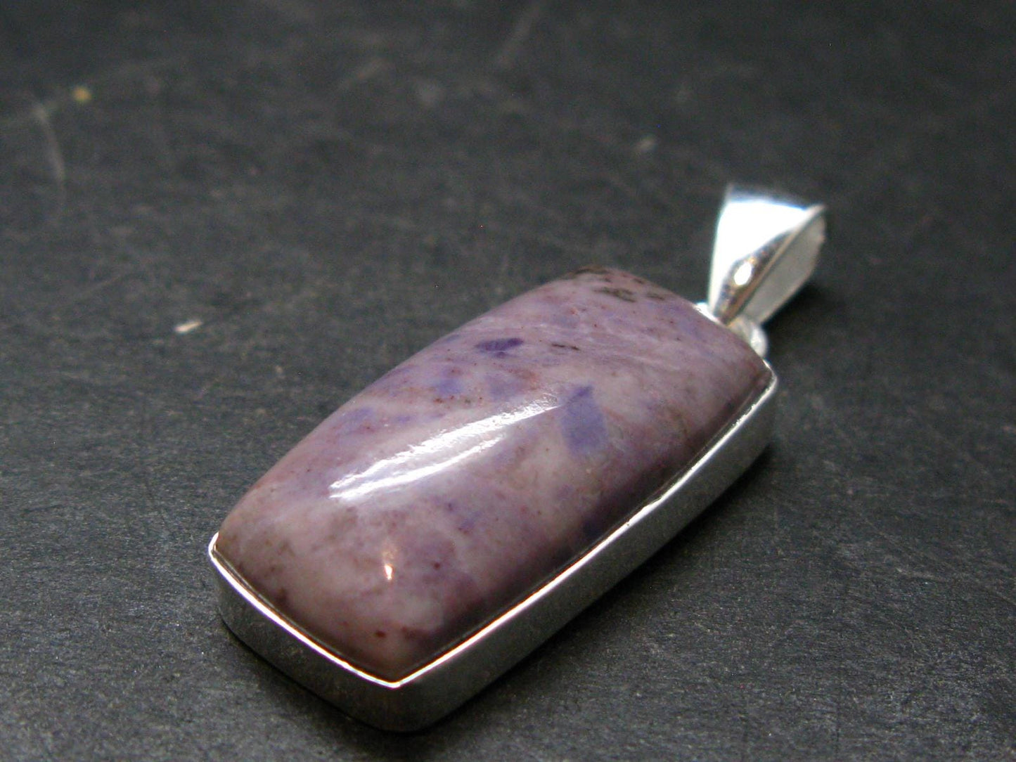 Purple Jade Silver Plated Pendant From Turkey - 1.5" - 6.01 Grams