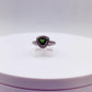 Green Helenite Trillion Halo Ring – Sterling Silver Gemstone Statement Ring