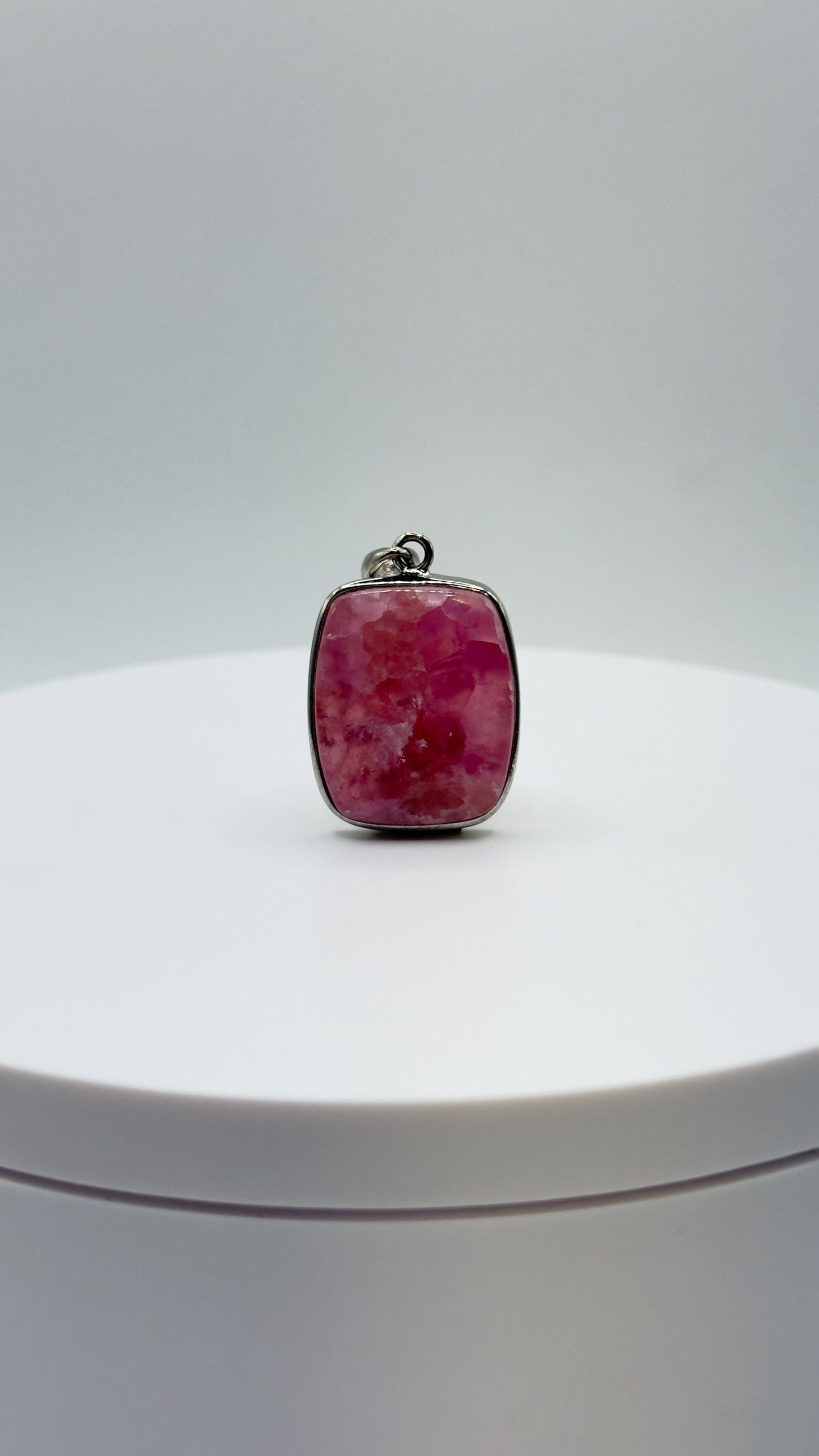 Cobalto Calcite Silver Pendant Pink Crystal Gemstone Necklace Natural Stone Unique Jewelry Gift
