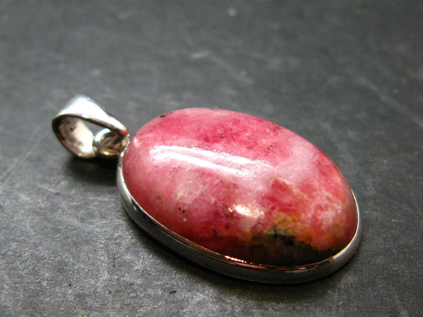 Rare Pink Tugtupite Sterling Silver Pendant From Greenland - 1.5" - 5.85 Grams