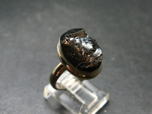 Unpolished Elite Shungite Silver Ring from Russia - Size 8 - 5.35 Grams