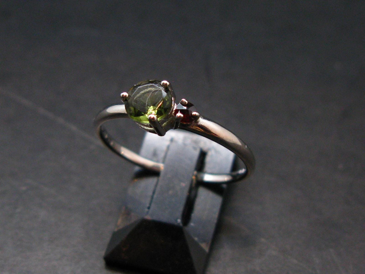 Moldavite Tektite Silver Ring from Czech Republic - Size 8.75 - 1.51 Grams