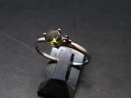 Moldavite Tektite Silver Ring from Czech Republic - Size 8.75 - 1.51 Grams