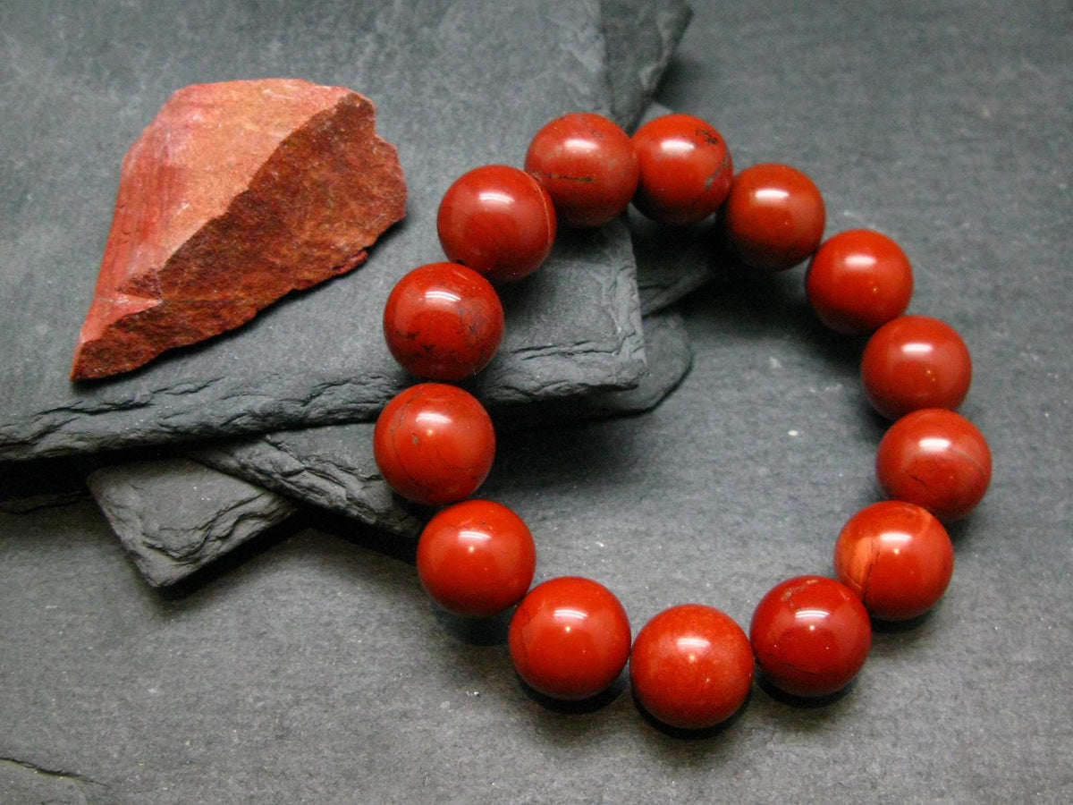Red Jasper Genuine Bracelet ~ 7 Inches ~ 14mm Round Beads