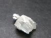 Rare Raw Blue Euclase Gem Crystal Silver Pendant from Zimbabwe - 0.8" - 2.23 Grams