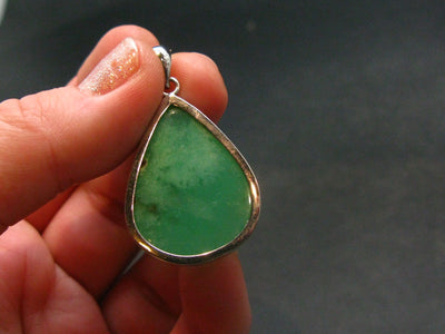 Chrysoprase Silver Pendant From Australia - 1.4" - 8.38 Grams