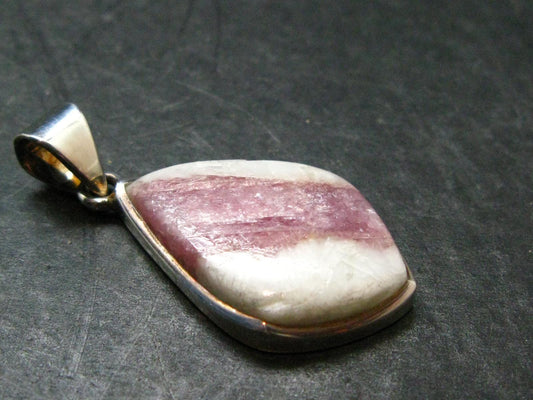 Pink Tourmaline In Quartz Crystal Silver Pendant from Brazil- 1.5" - 6.0 Grams