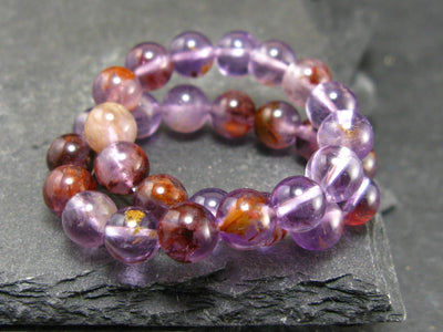 Cacoxenite in Amethyst Genuine Bracelet ~ 7 Inches ~ 6mm Round Beads