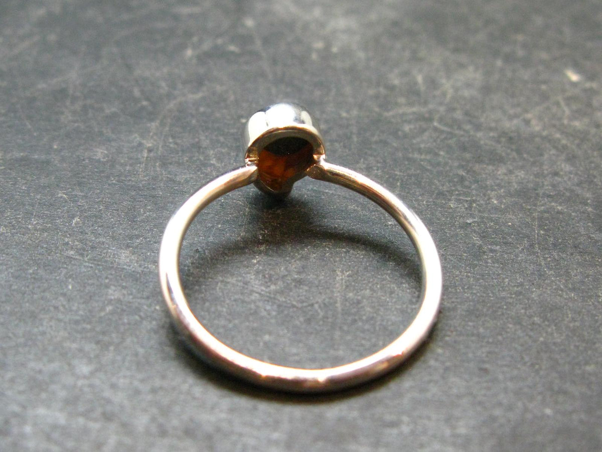 Natural Whole Polished Agatized Ammonite Cleoniceras Sterling Silver Ring from Madagascar - 1.97 Grams - Size 9