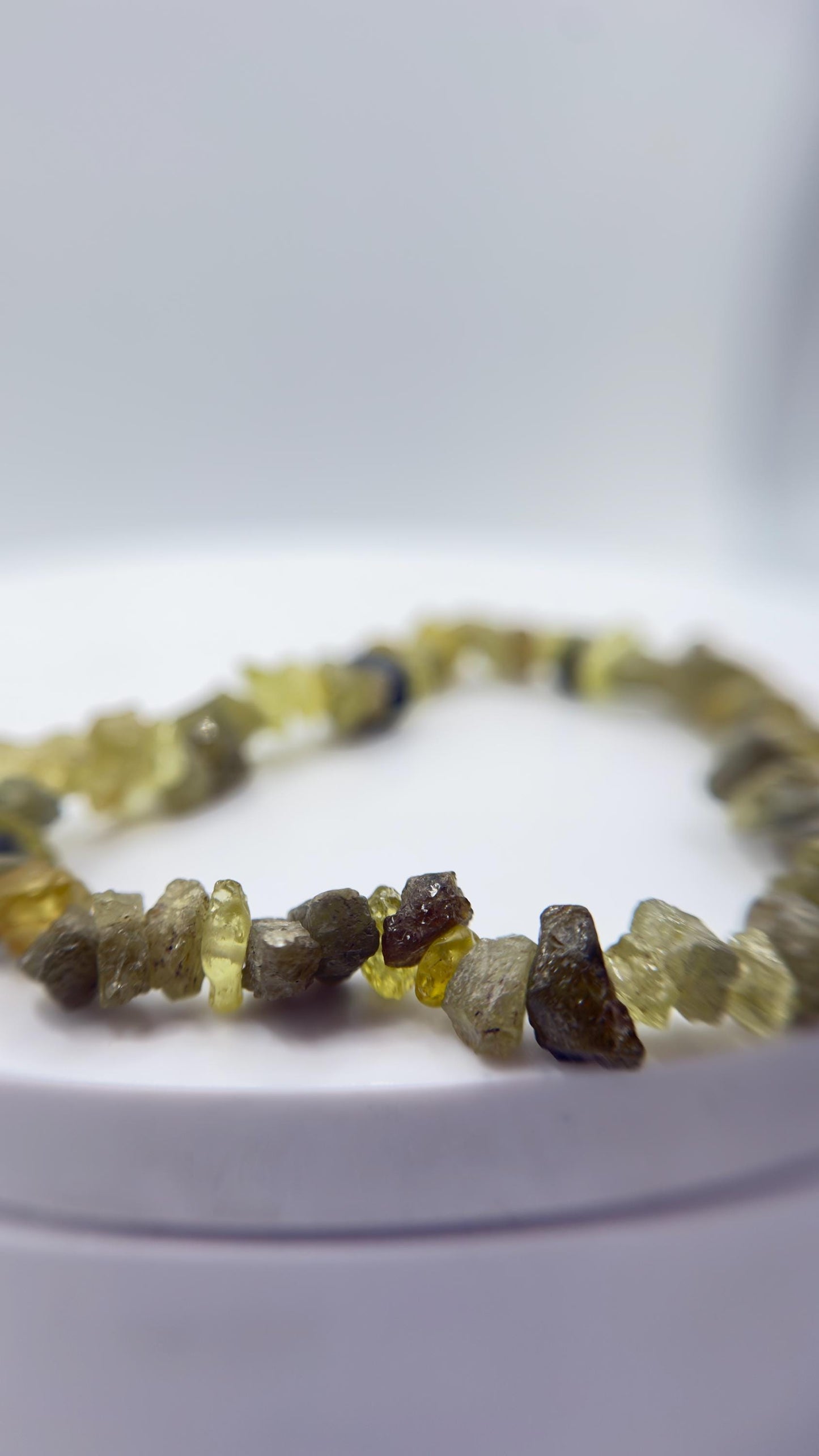 Natural Chrysoberyl Chip Bracelet, Raw Crystal Gemstone Stretch Jewelry