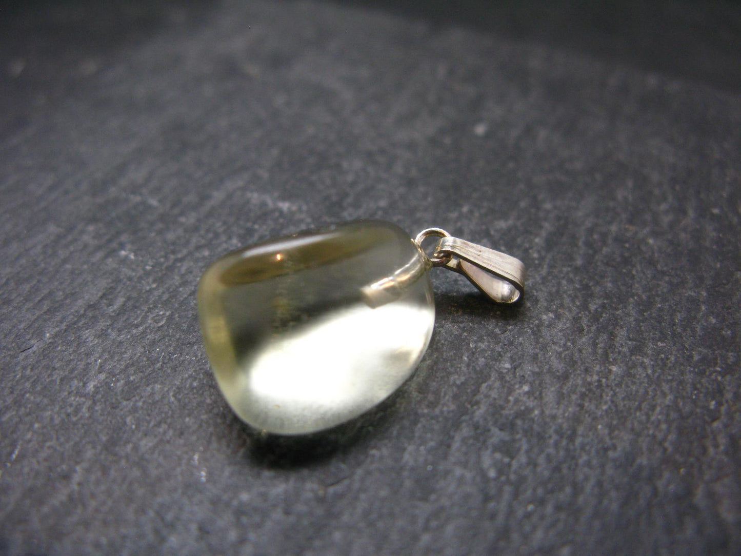 Gem Libyan Desert Glass Tektite Pendant Sterling Silver from Libya - 1.0" - 2.9 Grams