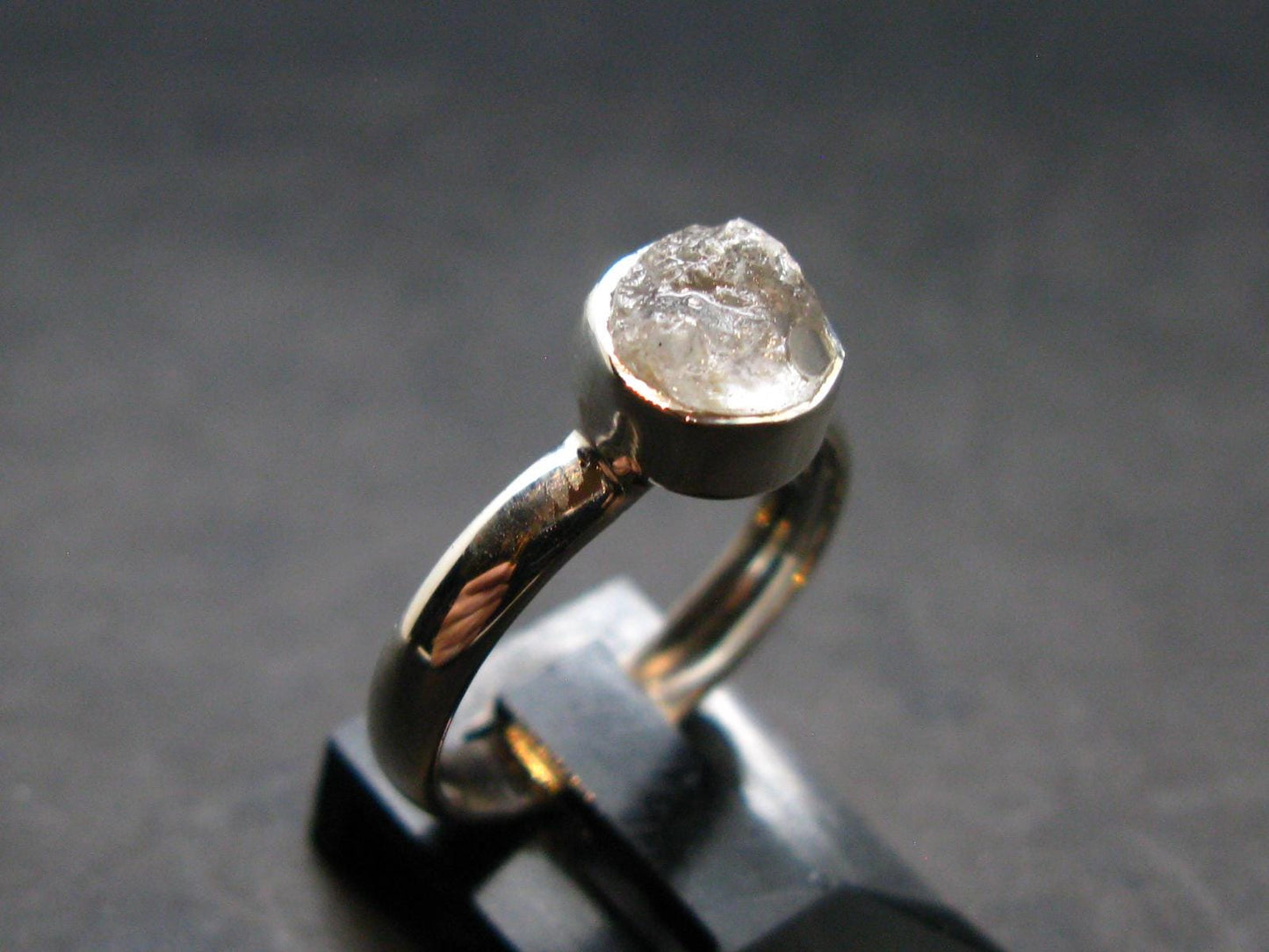 Gray Herderite Silver Ring from Africa - Size 6 - 1.94 Grams