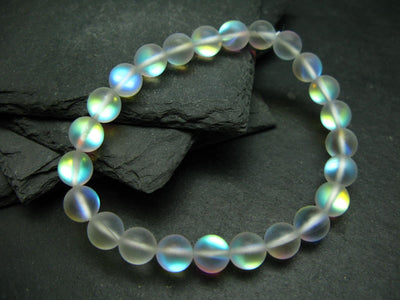 Angel Aura Quartz Genuine Bracelet ~ 7 Inches ~ 8mm Round Beads