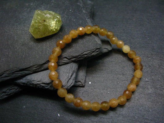 Rare Golden Apatite Genuine Bracelet From Mexico ~ 7 Inches ~ 6mm Facetted Beads