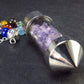 Glass Tube with Amethyst Pendulum and 7 Chakra Beads Chain - 10.6"