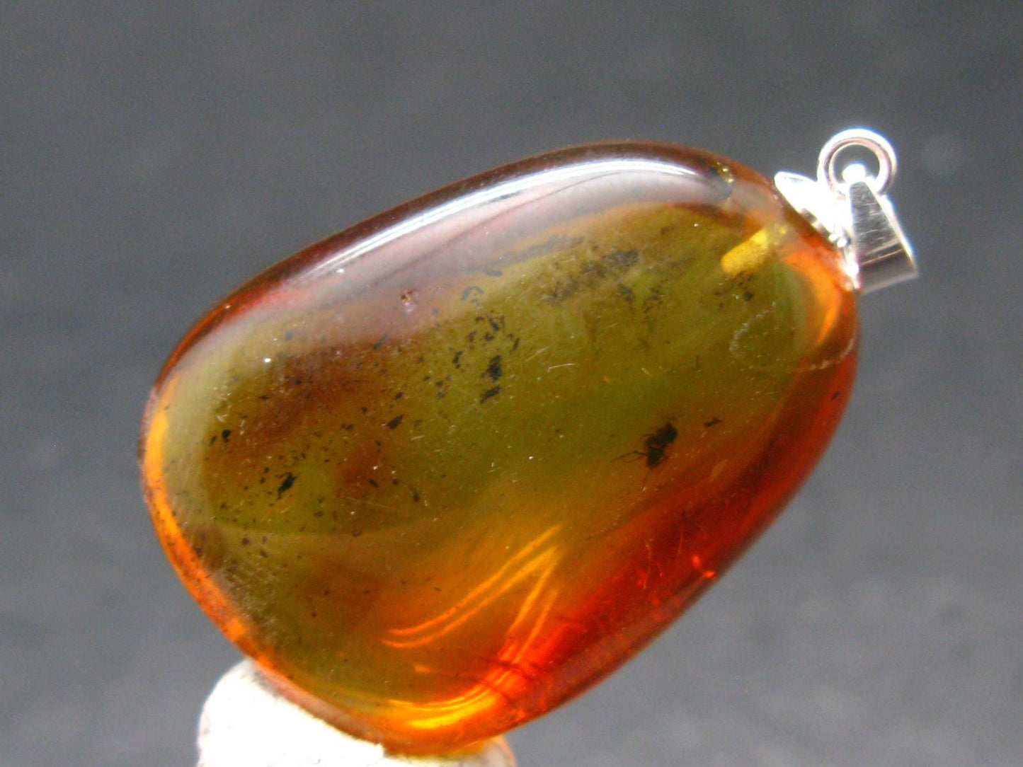 Natural Insects in Baltic Amber 925 Silver Pendant from Poland - 1.5" - 5.07 Grams