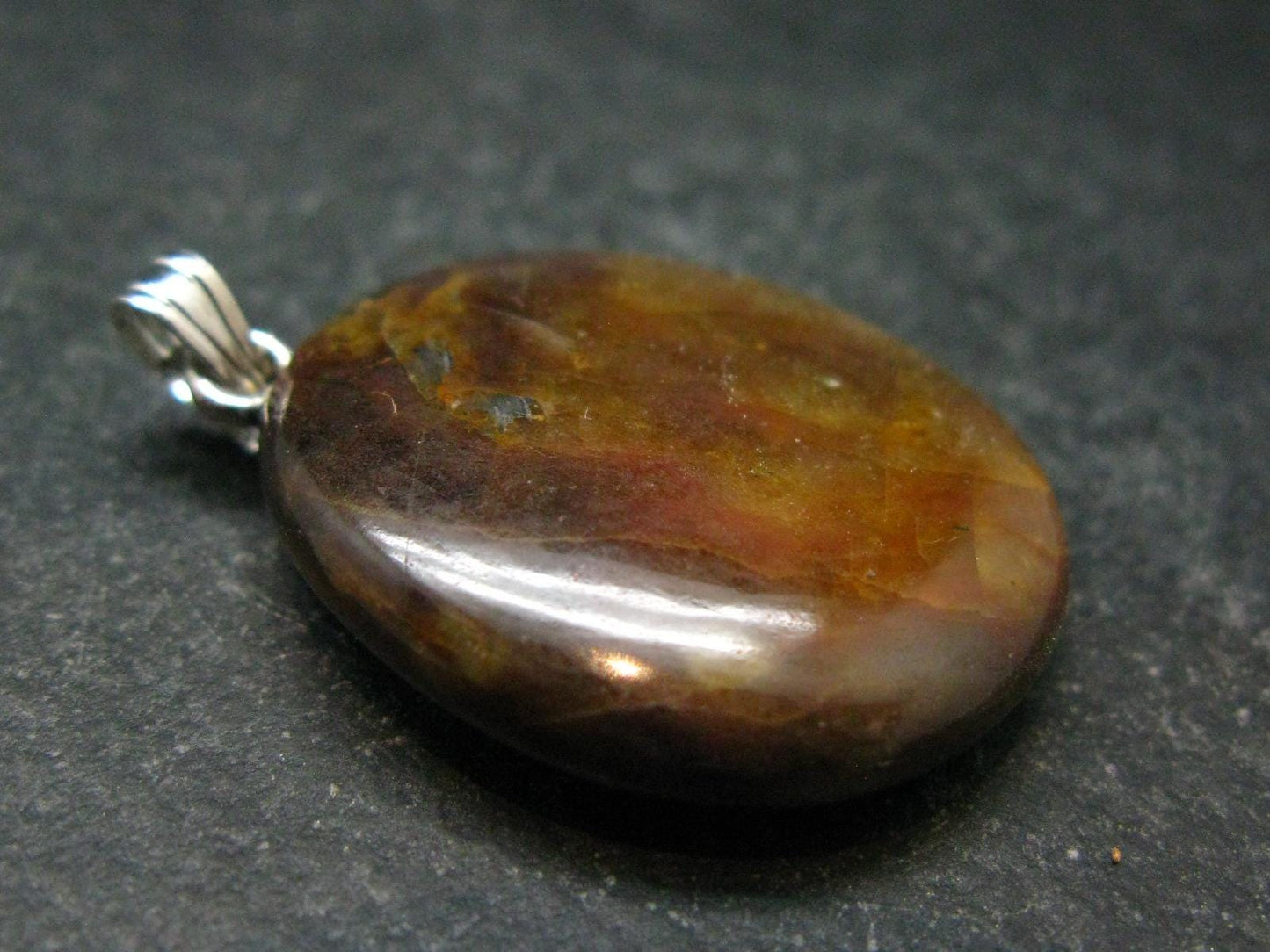 Yellow Sapphire Corundum Polished Crystal Silver Pendant From Sri Lanka - 1.3" - 8.61 Carats