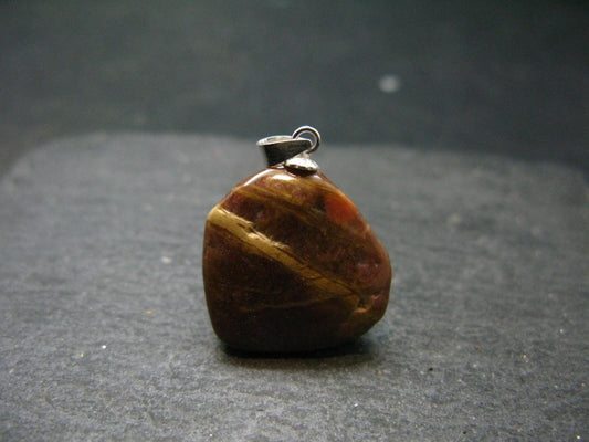 Rare Tumbled Brownish Pink Bustamite Silver Pendant with Attractive Pattern From South Africa - 1.0" - 7.23 Grams