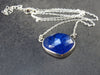 Large Natural Intense Color Faceted Tanzanite Zoisite Sterling Silver Pendant with Silver Chain from Tanzania - 1.0" - 7.51 Grams