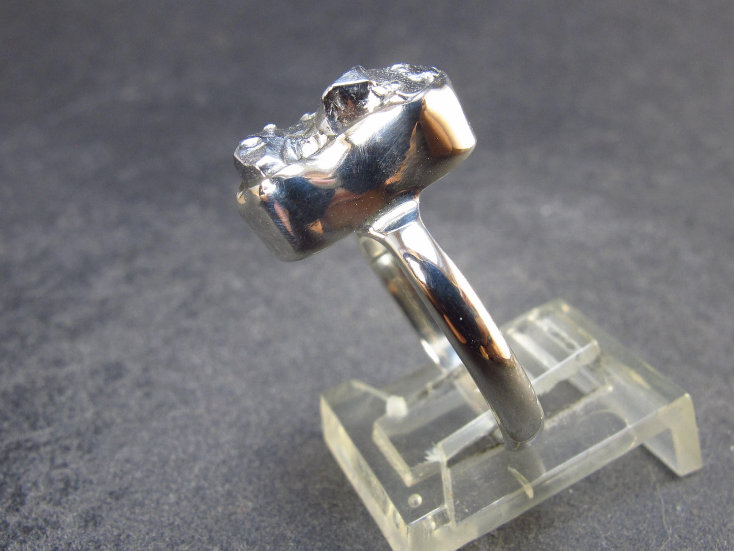 Large Meteorite Campo Del Cielo Sterling Silver Ring from Argentina - 3.93 Grams - Size 8