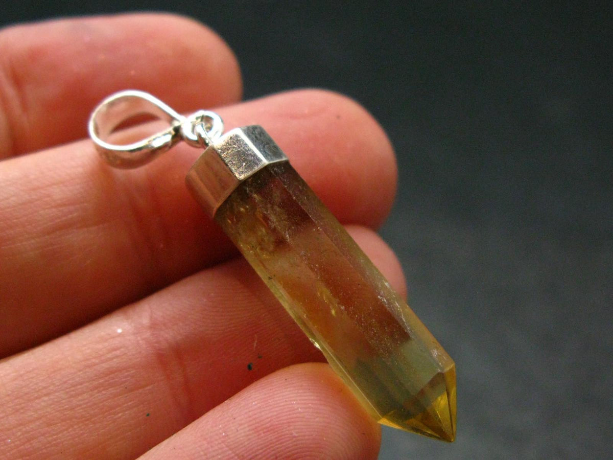 Natural Unheated Citrine Crystal Silver Pendant from Congo - 3.06 Grams