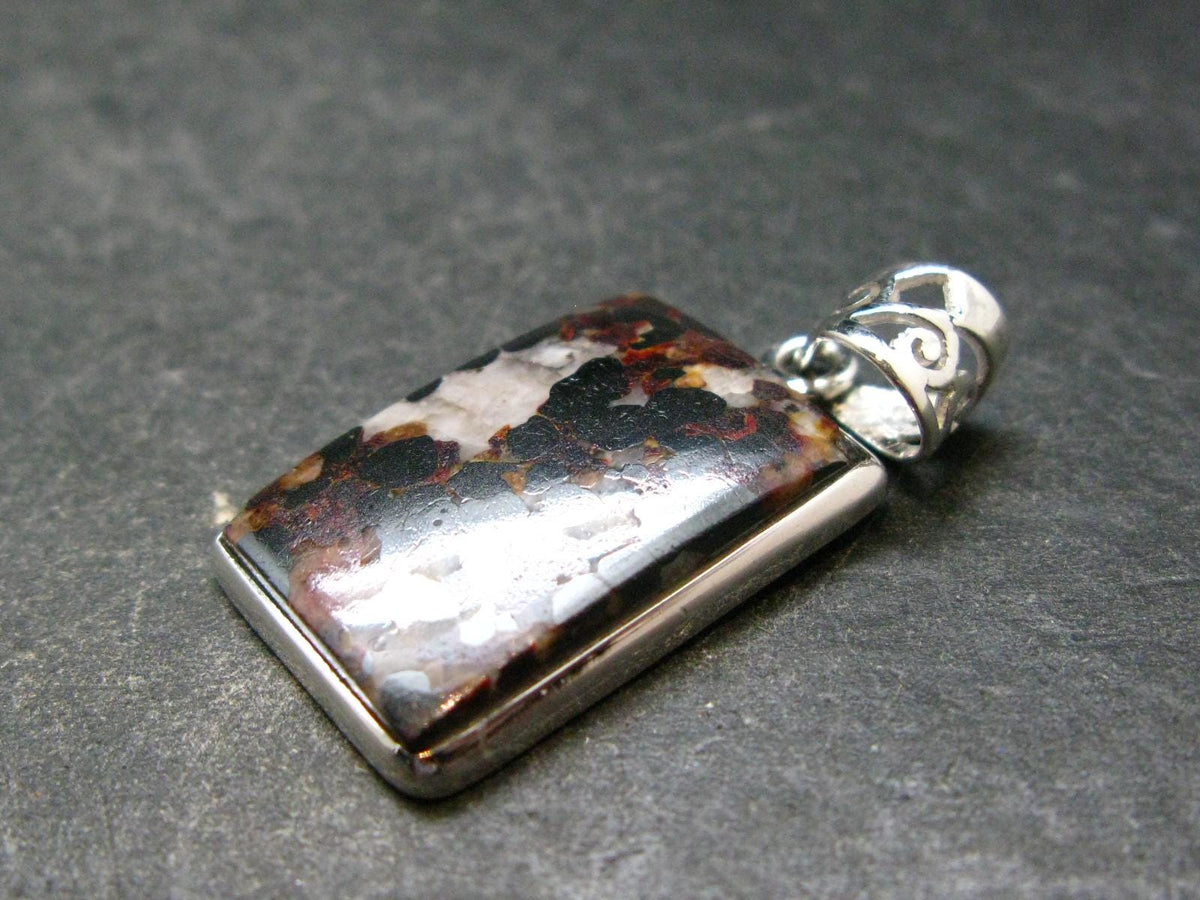Zincite Franklinite Willemite Silver Pendant From USA - 1.4" - 6.42 Grams