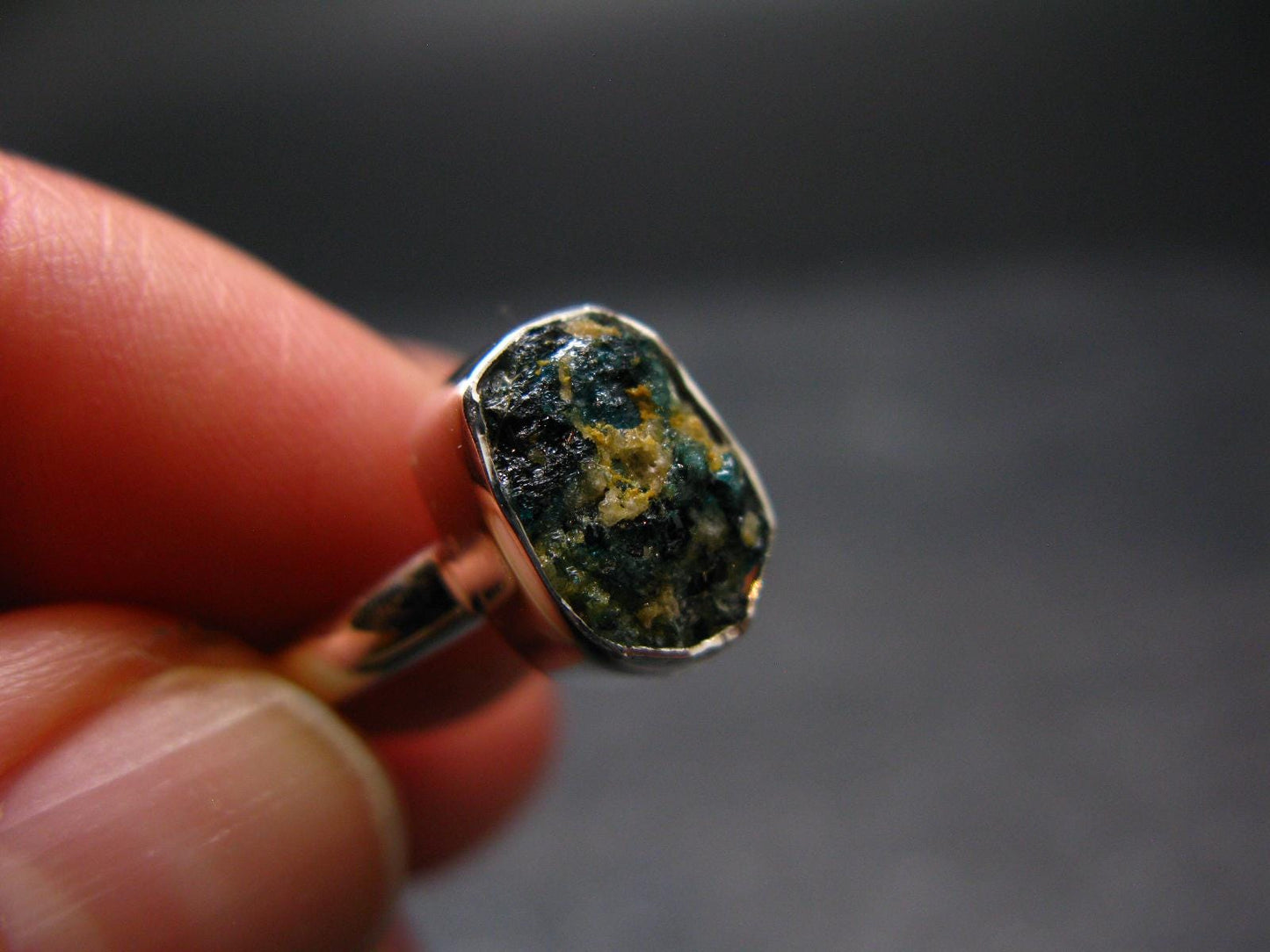 Blue Lazulite Silver Ring From Pakistan - Size 8 - 2.54 Grams