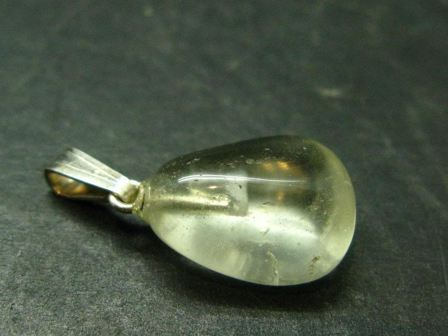 Gem Libyan Desert Glass Tektite Pendant Sterling Silver from Libya - 0.9" - 1.7 Grams