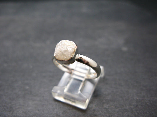 Very Rare White Cryolite 925 Silver Ring from Greenland - Size 8 - 2.0 Grams