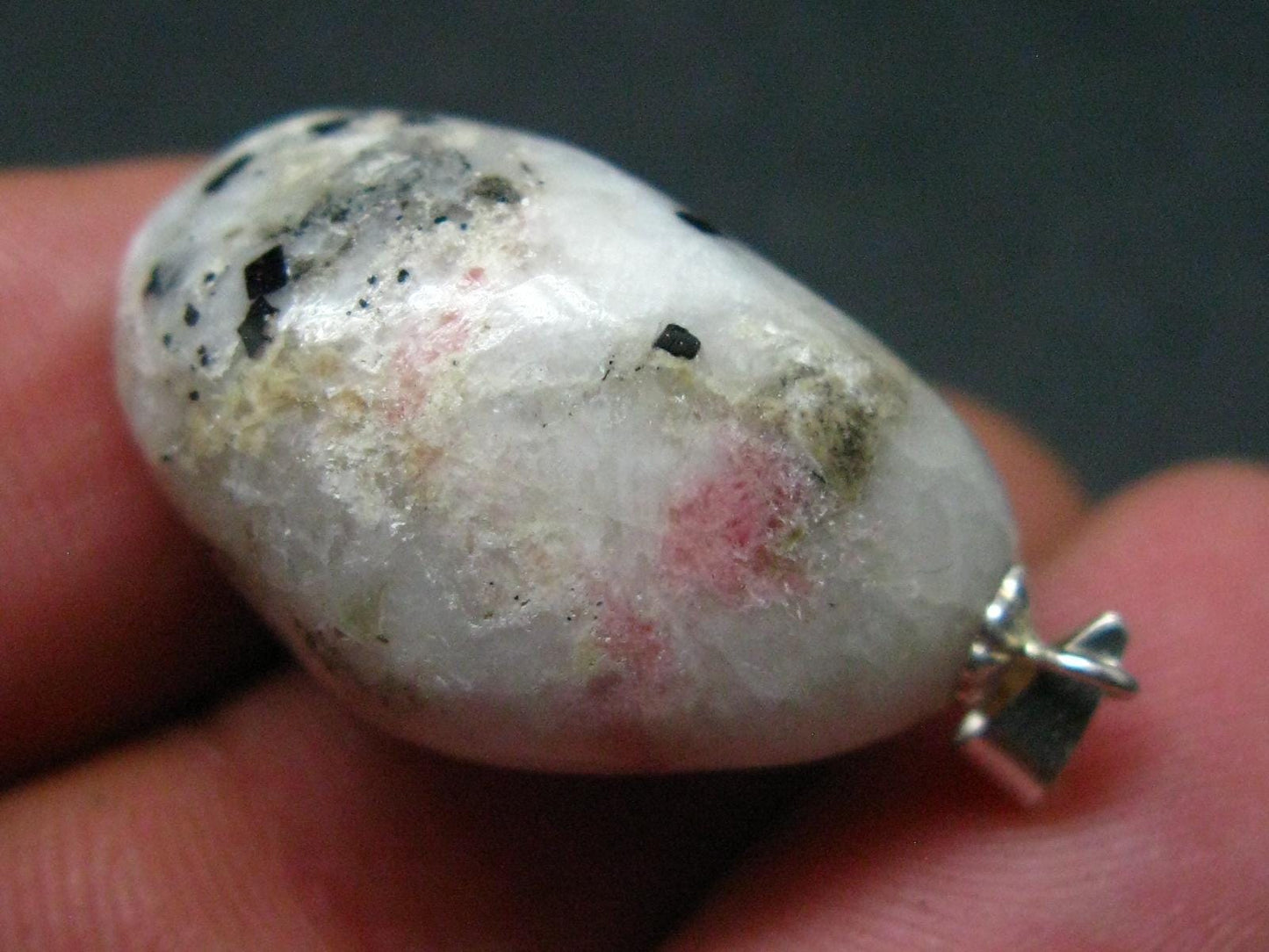 Tugtupite Sterling Silver Pendant From Greenland - 1.3" - 7.84 Grams