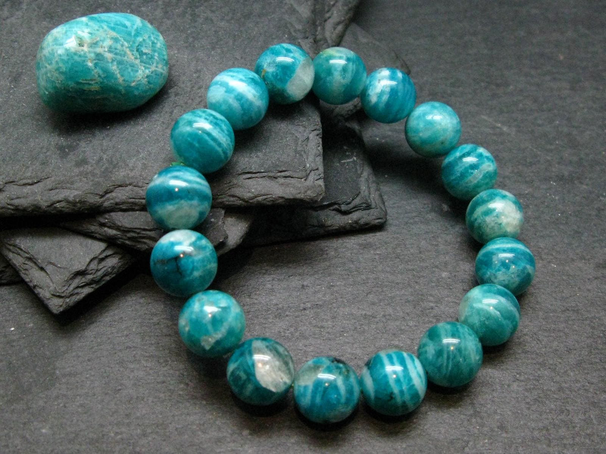 Russian Amazonite Genuine Bracelet ~ 7 Inches ~ 12mm Round Beads