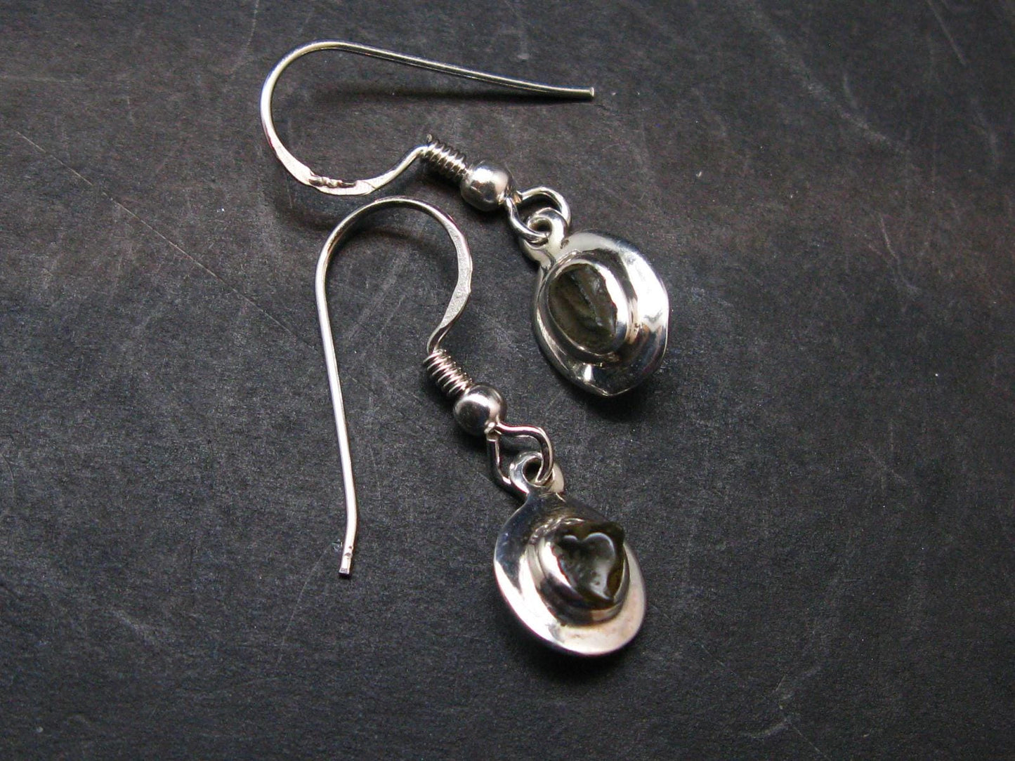 Moldavite Tektite Silver Earrings from Czech Republic - 1.90 Grams