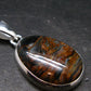 Natural Pietersite Polished Silver Plated Pendant from Namibia - 1.4" - 5.32 Grams