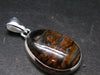 Natural Pietersite Polished Silver Plated Pendant from Namibia - 1.4" - 5.32 Grams