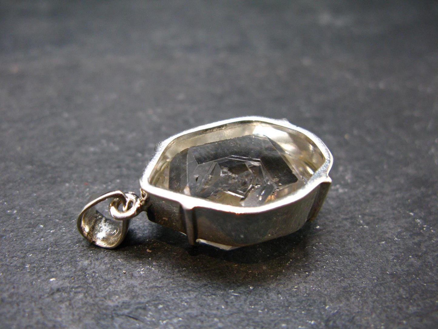 Fine Natural Herkimer Diamond Silver Pendant From New York - 1.4" - 9.79 Grams