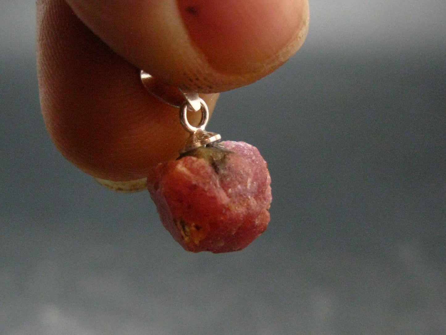 Raspberry Grossular Garnet Pendant From Mexico - 0.6" - 1.57 Grams