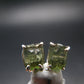 Natural Moldavite Tektite Raw Stud Earrings In Sterling Silver From Czech Republic - 1.64 Grams