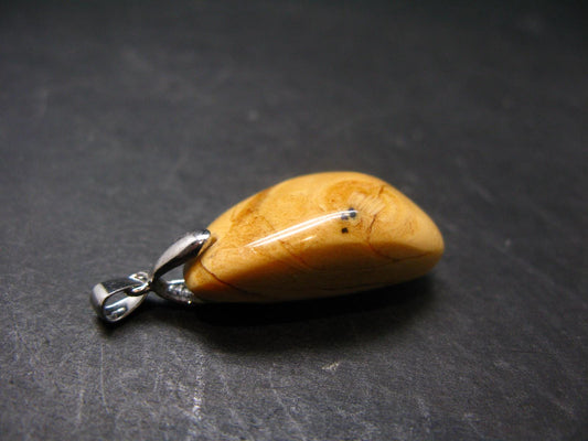 Amber Tumbled Silver Pendant From Poland - 1.4" - 3.03 Grams