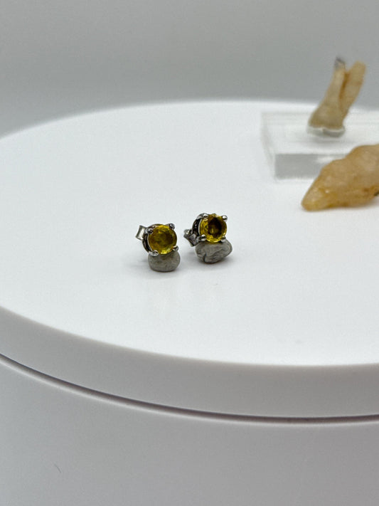 Yellow Sapphire Stud Earrings | Sterling Silver Earrings | Natural Sapphire Jewelry | September Birthstone Gift - Weight 1.01 Grams