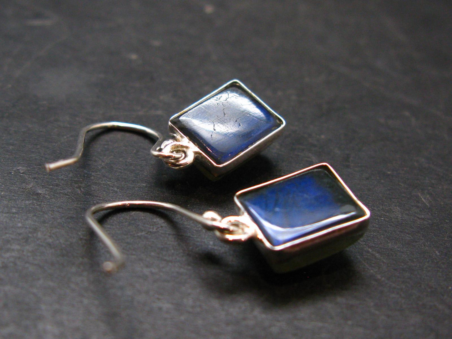 Blue Labradorite Silver Earrings From Madagascar - 3.21 Grams