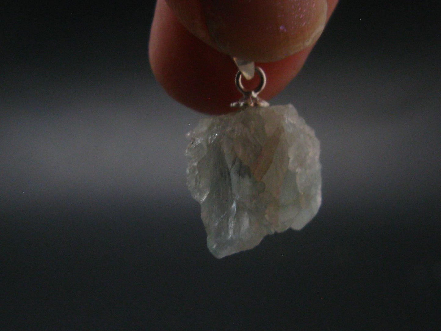 Rare Raw Blue Euclase Gem Crystal Silver Pendant from Zimbabwe - 0.8" - 2.23 Grams