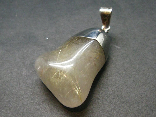 Rutilated Quartz Silver Pendant From Brazil - 1.5"